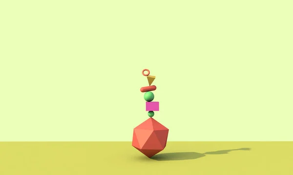 3d render, abstract background, falling geometric primitive shapes, colorful elements — 스톡 사진