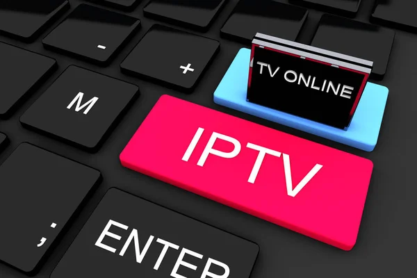 Representación 3D. IPTV. Televisión en línea. Concepto tecnológico — Foto de Stock