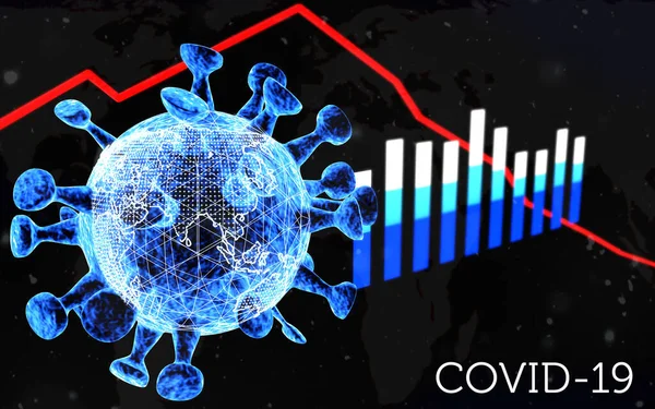 3D rendering . 3D illustration .World coronavirus pandemic . Covid-19