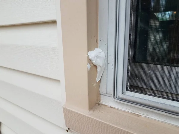 Filled hole or damage in metal window frame — Stock Fotó
