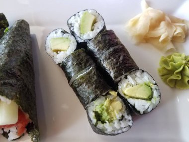 avocado and rice roll sushi with ginger