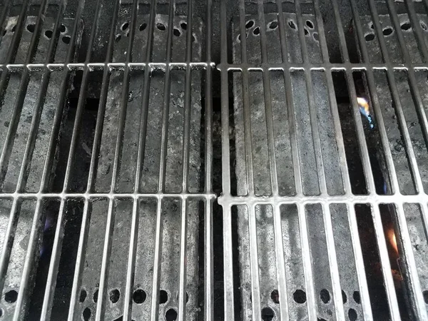 Dirty or filthy black barbecue grill bars — Stock Photo, Image