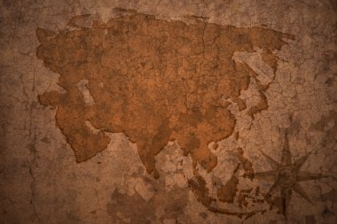 Asya harita üzerinde vintage çatlamak kağıt arka plan