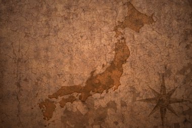 Japonya harita vintage çatlamak kağıt arka plan üzerinde