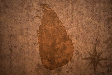 Sri lanka harita üzerinde vintage çatlamak kağıt arka plan