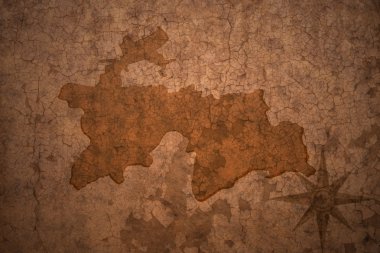 Tacikistan harita üzerinde vintage çatlamak kağıt arka plan
