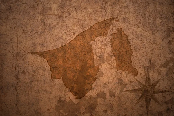 Бруней карта на старовинному тріщинному папері — стокове фото