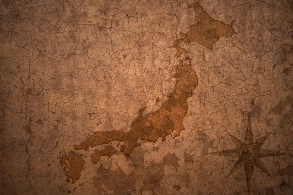 Карта Японии на винтажном фоне крэк-бумаги — стоковое фото