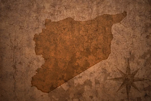 syria map on vintage crack paper background