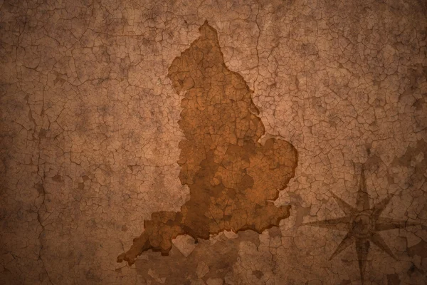 Англія карта на старовинному тріщинному папері — стокове фото