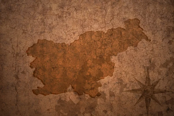Карта Словении на винтажном фоне из крэка — стоковое фото
