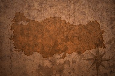 vintage çatlamak kağıt arka plan üzerinde Türkiye Haritası