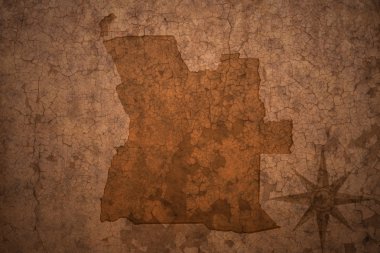 Angola Haritası eski vintage çatlamak kağıt arka plan üzerinde