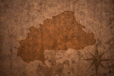 eski vintage çatlamak kağıt arka plan üzerinde Burkina faso Haritası