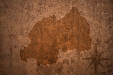Ruanda Haritası eski vintage çatlamak kağıt arka plan üzerinde