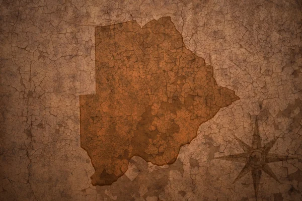 Ботсвана карта на старовинному тріщинному паперовому фоні — стокове фото