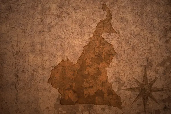 カメルーン地図古いビンテージ亀裂用紙の背景 — ストック写真