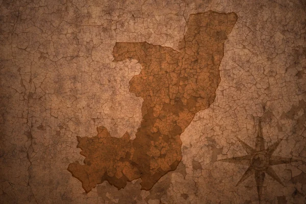 República del mapa de congo sobre un viejo fondo de papel crack vintage — Foto de Stock