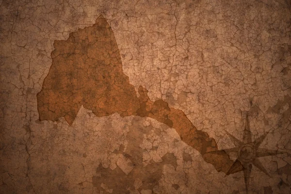오래 된 빈티지 균열 종이 배경에 에리트레아 지도 — 스톡 사진