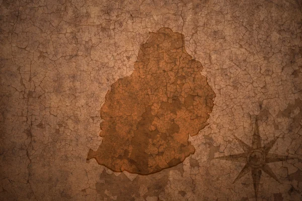 古いビンテージ亀裂紙背景地図モーリシャス — ストック写真