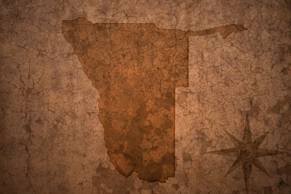 Карта Намібії на старовинному тріщинному папері — стокове фото