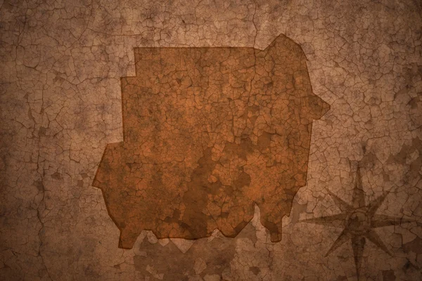 Судан карту на старі фон паперу vintage тріщина — стокове фото