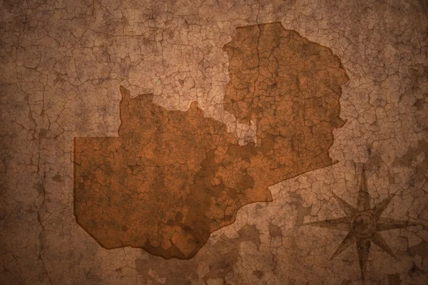 Zambia mapę na stary tło vintage crack — Zdjęcie stockowe