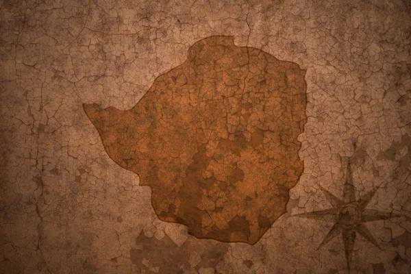 Zimbabwe karta på en gammal vintage spricka papper bakgrund — Stockfoto