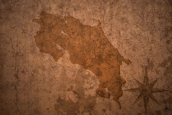 Costa rica карта на старом винтажном бумажном фоне трещины — стоковое фото