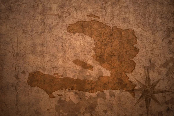 Карта Хайті на старовинному тріщинному папері — стокове фото
