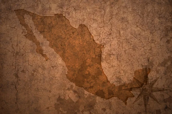 Карта мексики на старовинному тріщинному папері — стокове фото
