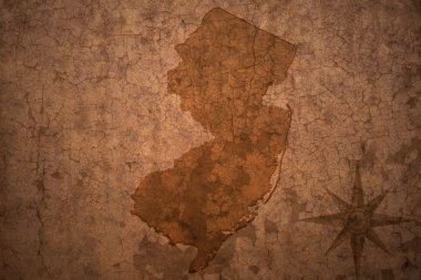 New jersey eyalet harita üzerinde bir eski vintage çatlamak kağıt arka plan