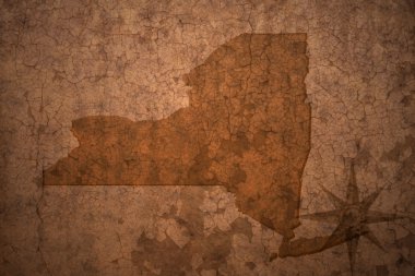 New york eyalet Haritası eski vintage çatlamak kağıt arka plan üzerinde