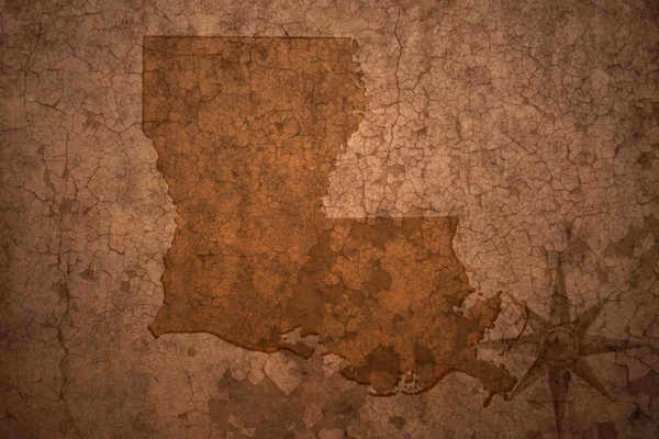 Louisiana state map on a old vintage crack paper background — Stock Photo, Image