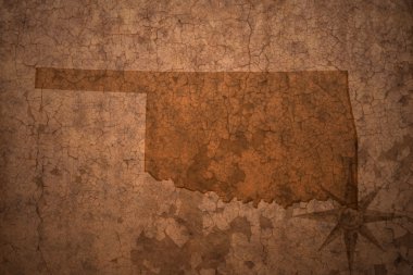 Oklahoma eyalet harita üzerinde bir eski vintage çatlamak kağıt arka plan