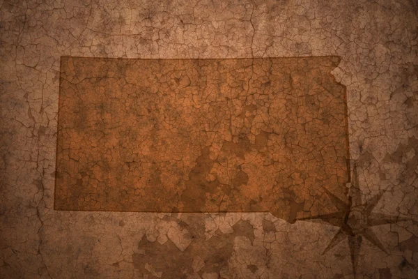 Sud dakota mappa di stato su un vecchio sfondo di carta crack vintage — Foto Stock