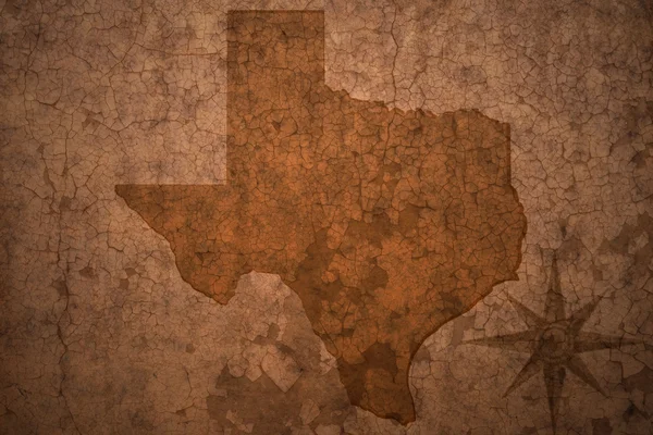 Карта стану Текса на старовинному тріщинному папері — стокове фото