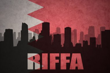 vintage bahreyn bayrağı arka planda metin Riffa ile şehrin soyut siluet
