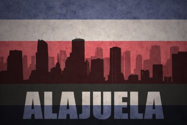 Özet metin Taggia, vintage Kosta Rika bayrağı ile şehir silüeti