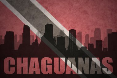 metin Chaguanas, vintage trinidad ve tobago bayrağı ile şehrin soyut siluet