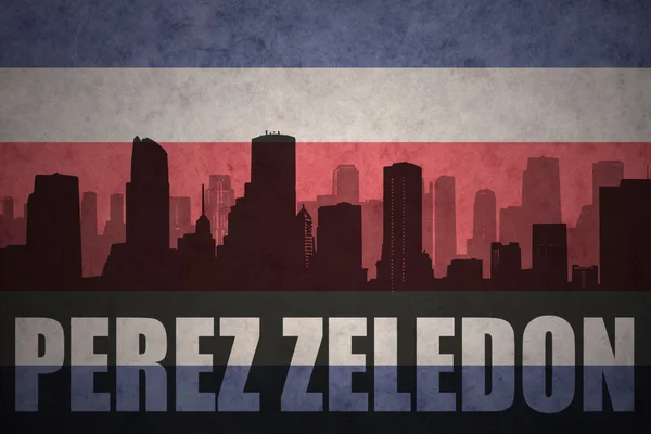 Abstract silhouette of the city with text Perez Zeledon at the vintage costa rican flag — Stock Photo, Image