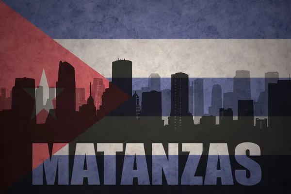 Abstract silhouette of the city with text Matanzas at the vintage cuban flag — Stock Photo, Image