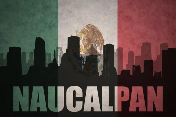 Abstract silhouette of the city with text Naucalpan at the vintage mexican flag — Stock fotografie