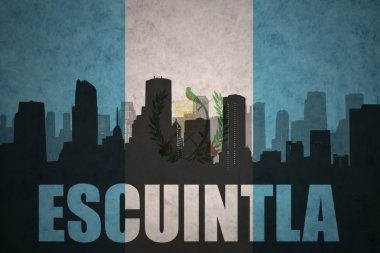 metin: Escuintla, vintage Guatemala bayrağı ile şehrin soyut siluet