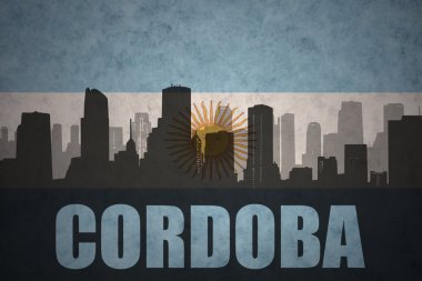 abstract silhouette of the city with text Cordoba at the vintage argentinean flag clipart
