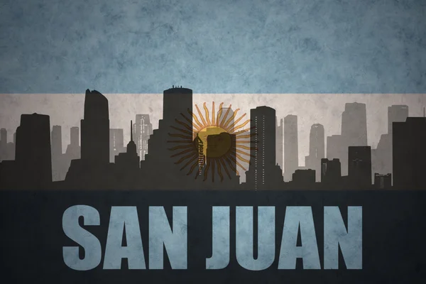 Silueta abstracta de la ciudad con texto San Juan en la bandera argentina de época —  Fotos de Stock