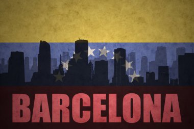 Özet metni vintage Venezüella bayrağı Barcelona ile şehir silüeti