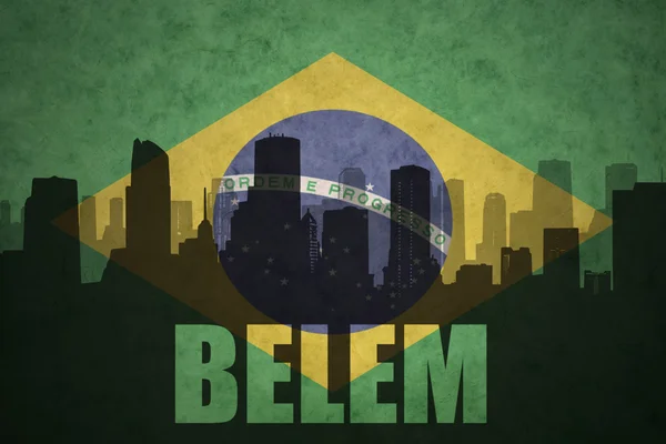 Abstract silhouette of the city with text Belem at the vintage brazilian flag — Stock Photo, Image