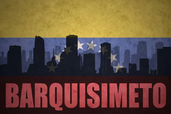 Absztrakt sziluettje a város a vintage venezuelai zászlót Barquisimeto a szöveg — Stock Fotó