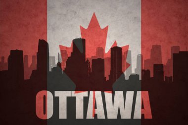 Özet metni Ottawa vintage Kanada bayrağı ile şehir silüeti